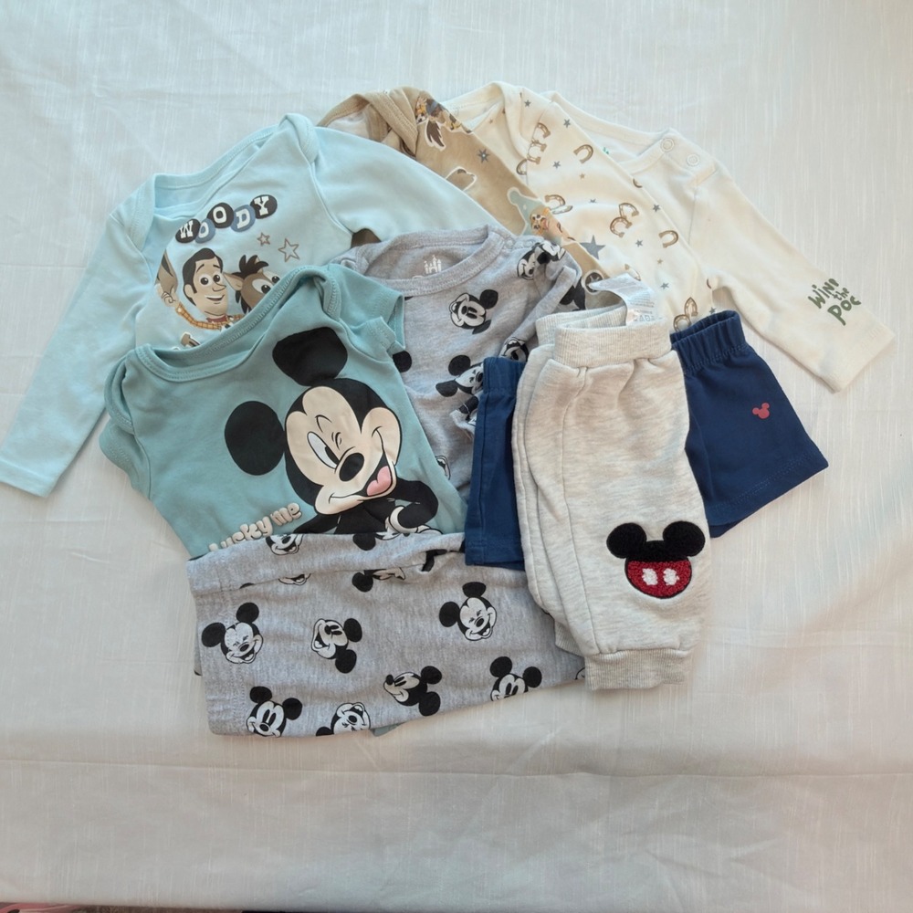 Disney Baby Bodysuit Pant Set Kids 0-3M Multi Excellent Mickey Toy Story Pooh